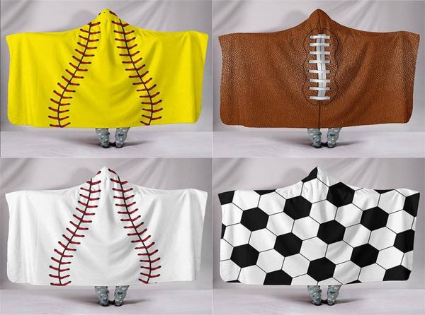 200x150cm beisebol futebol sherpa toalha softball cobertor esportes tema com capuz capa futebol toalha de banho cobertores swdding 20pcs9041214