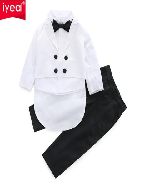 Iyeal bebê meninos ternos 3 peças conjunto formal smoking terno bebê menino batismo vestido infantil festa de casamento conjunto 15y4780976