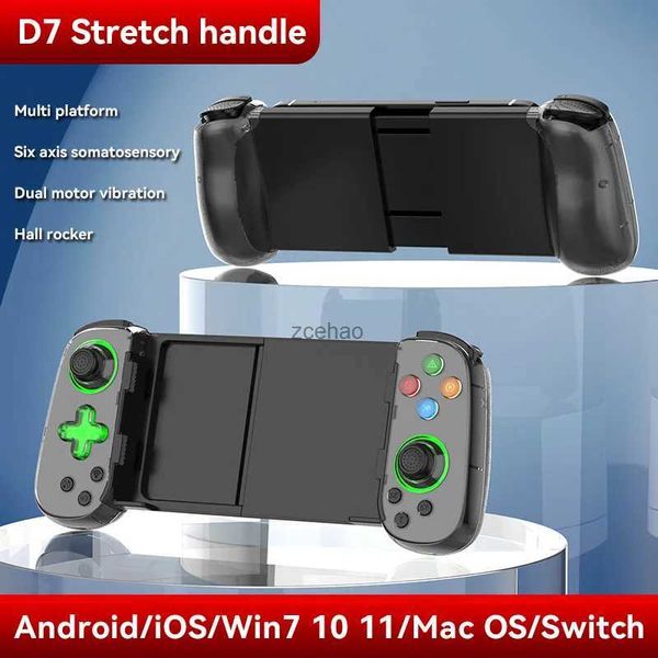 Controladores de jogo Joysticks D7 Telescópico Wireless Gamepad Bluetooth 5.0 Type-C Mobile Phone Game Controller Joystick para PUBG para P5/P4/Switch/PC