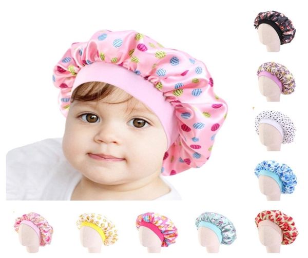 Moda Bambini Cofano Ragazza Raso Notte Sonno Cuffia per la doccia Cura dei capelli Berretto morbido Copricapo Avvolgere Berretti Berretto con teschio Per 28 anni Baby Boutique 7483438