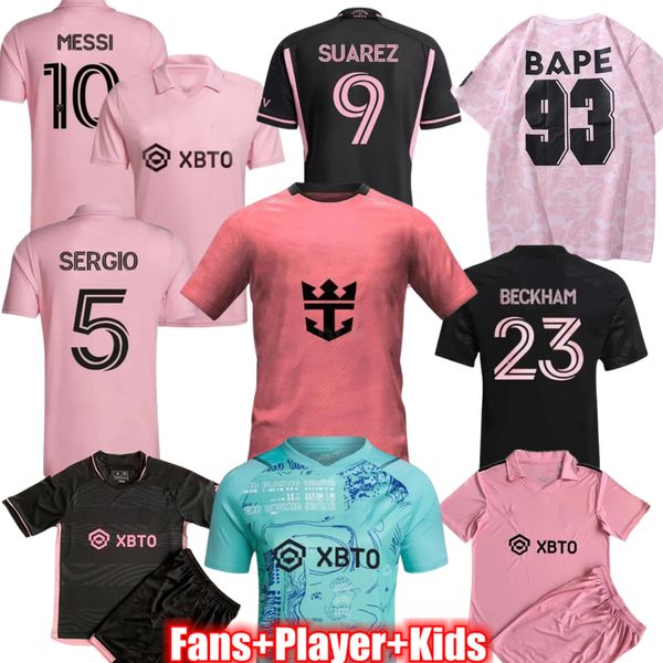 Messis Miami Suarez Soccer Jerseys 23 24 Home Away 2024 Pink Football Shirt Special Fans Version Sergio Jordi Alba Martinez Taylor Luis Men Kids Kit Kit