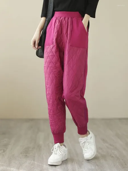 Pantaloni da donna Pantaloni harem per donne designer trapuntato con cerniera elastica in vita harajuku tasche di moda calda sciolta