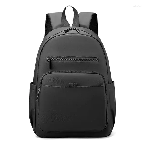 Borse da scuola Zaino da uomo Cerniera tinta unita Grande capacità Multiuso Unisex Design alla moda Business Casual Personalità Viaggi All-match