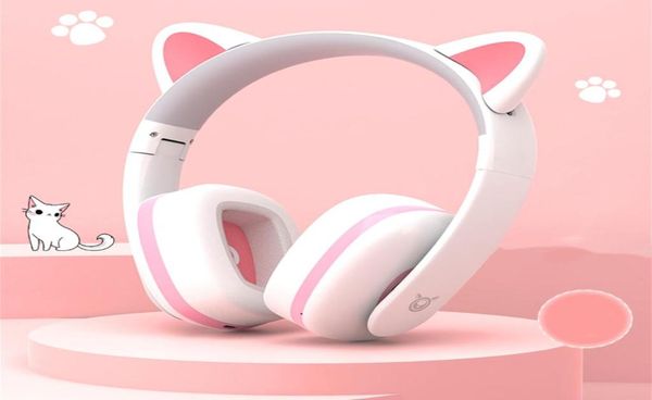 Cosplay gato orelha colecionável jovens crianças crianças039s fones de ouvido jogos fone de ouvido dobrável brilhante bonito sobre a orelha earphone4321786