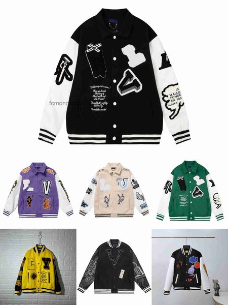 Herren-Designer-Leder-Baseballjacke, modische Varsity-Bomberjacken, lässig, cremeweiß, Bunny, Letterman, College-Herren-Oberbekleidung, Mantel, Größe M-2XL 7V3B