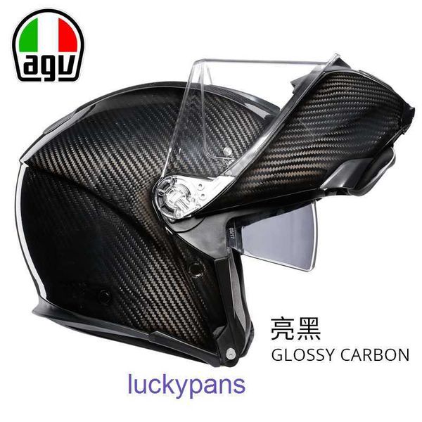 Casco Moto Spring AGV E05 Fibra di Carbonio Italiano Open Face Doppia Lente Full Running DSKJ