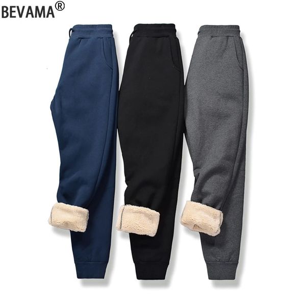 Pantaloni di colore solido Pantaloni addensati invernali Pantaloni sportivi di lana d'agnello maschili Y2k Streetwear Leggings larghi Pantaloni caldi spessi casuali 240111