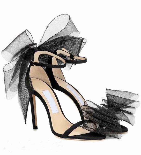 24 Famoso abito da sposa da sposa Sandali da donna Scarpe Fiocchi in rete AVELINE Tacco a spillo Cinturino alla caviglia Décolleté sexy da donna Nero Bianco Rosso Oro nudo EU35-43