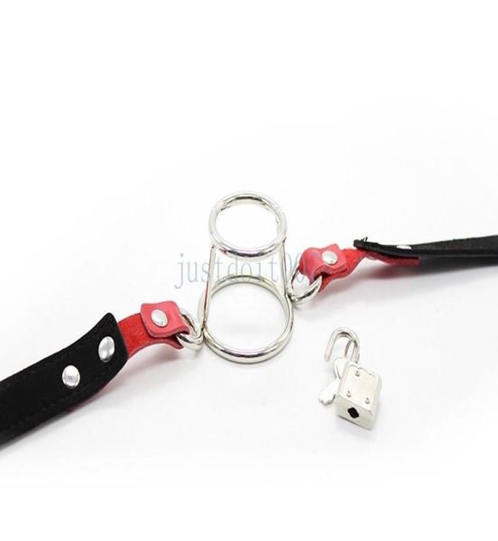 Edelstahl Oral Double Metal O Ring Mouth Plug Gag Head Restraint Couples R456656789