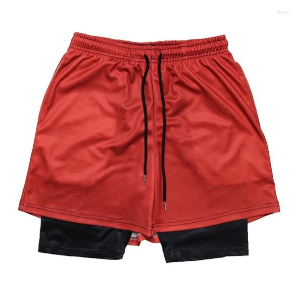 Shorts masculinos 2 em 1 compressão verão secagem rápida elástico ginásio casual esporte fitness treino corrida jogging trainning