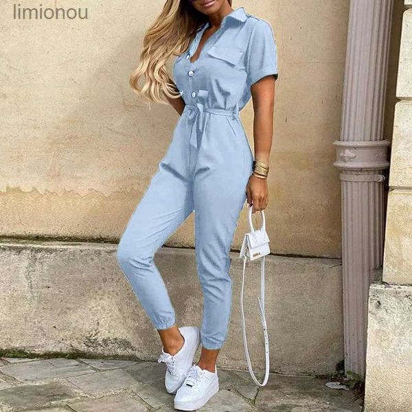 Tute da donna Pagliaccetti Tute da donna Pantaloncini stampati a righe Tute a maniche Cintura streetwear Tute casual Tute aderenti Pagliaccetti Pantaloni cargo 2XLL240111