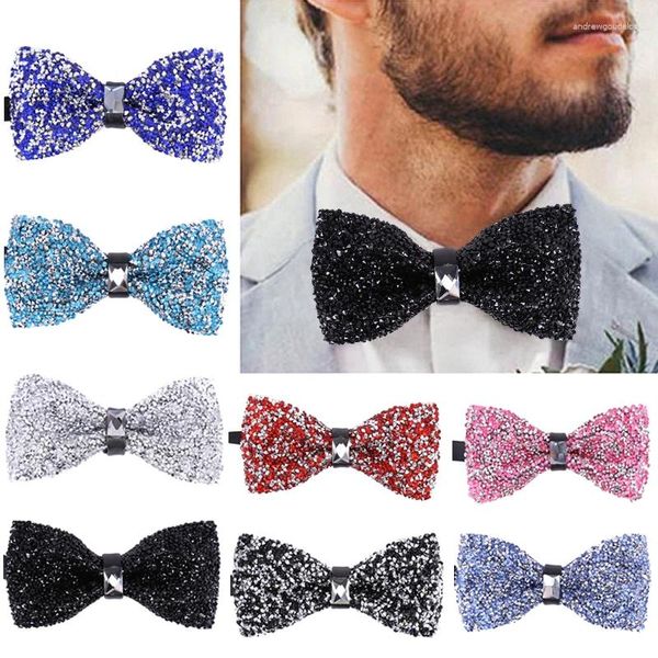 Laços de cristal brilhante gravata para homens colarinho gravata borboleta casamento banquete festa bowknot gravata noivo masculino camisa acessórios de roupas
