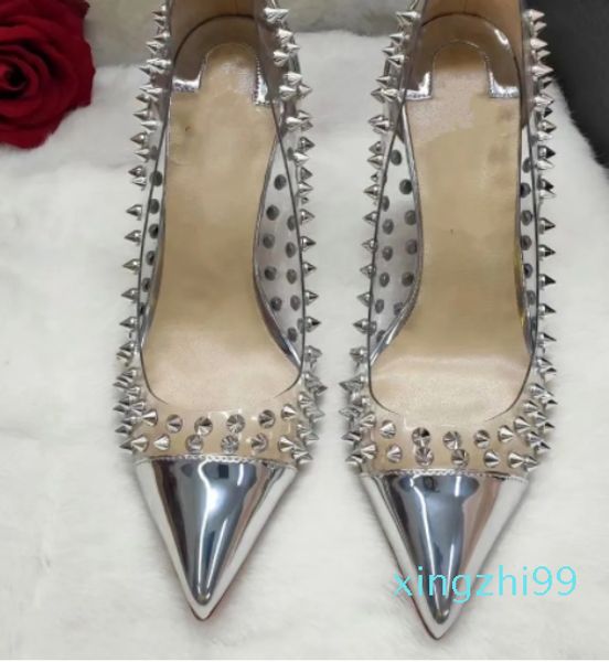 pompe da donna moda estiva décolleté in vernice argento punte a spillo punta a punta scarpe da sposa da sposa tacchi alti veri