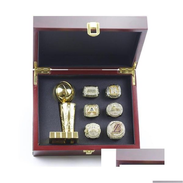 Anello solitario 6 pezzi Lk Basket Bryant Team Champions Championship Set con scatola di legno Trofeo souvenir Uomo Donna Ragazzo Fan Brithday Dr Otv0G