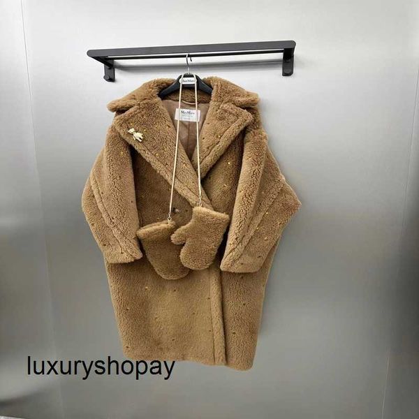 Cappotti in cashmere Maxmaras Teddy Bear Cappotto da donna Acquisto Maxmaras Donna Long Style 2024 Autunnoinverno Sparklyted2 Water Diamond Plush