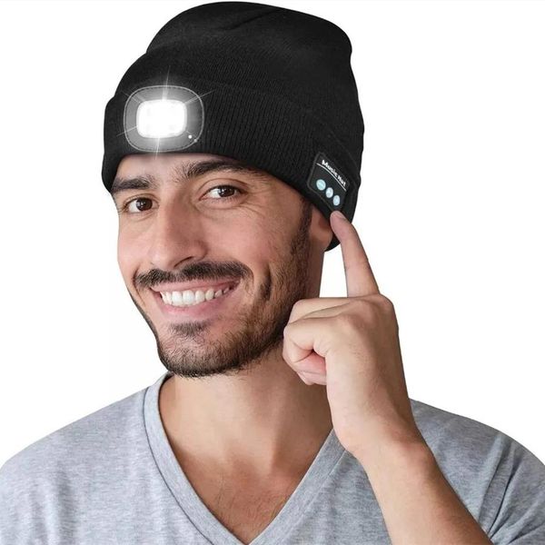 Кэпки Unisex Bluetooth Hatshamp Hatphone Beanie со светодиодной музыкальной кепкой встроенные динамики микрофон наушники для бега по пешеходному спорту