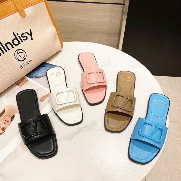 Lady Leather Double Trainer Loco V Slipers Designer Sandals per donna Mens Luxurio Sanddale Summer Beach Sandal Sandalo Scarpe casual Flat Dhgate Wholesale