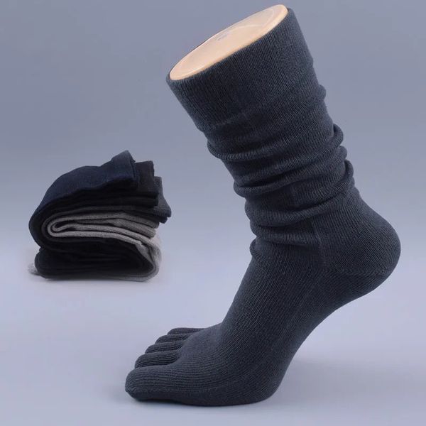 5 pares marca masculina vestido de negócios cinco dedos meias meias tornozelo alto algodão longo sox qualidade cor sólida meninos mkb001 240112