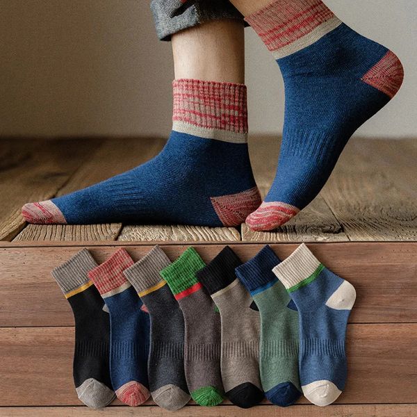 7 пар комплектов японских носков Харадзюку, осень-зима, теплые мужские толстые полотенца, махровые хлопковые носки, мужской подарок, спортивные беговые 240112
