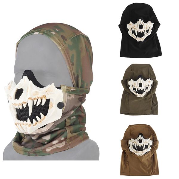 Уличная тактическая маска для страйкбола, капюшон для защиты лица, металлическая стальная проволочная сетка, половина лица NO03-023