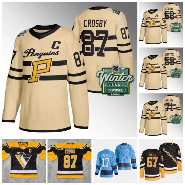 PERSONALIZZATO 87 Sidney Crosby PINGUINI 2023 Maglia classica invernale Evgeni Malkin Jake Guentzel Kris Letang Rickard Rakell Jeff Carter Bryan Rust Ka