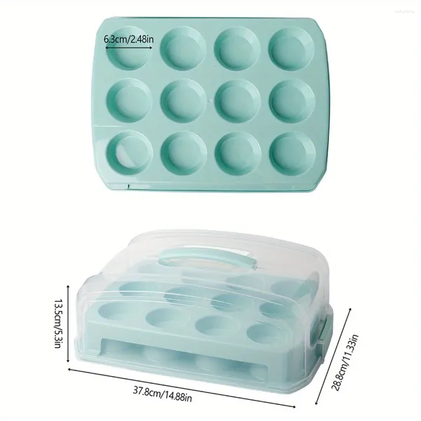 Контейнеры на вынос 1 шт. 24-сетчатая коробка для кексов на вынос Двухслойная покрытая чашка для хранения тортов и кексов Портативная упаковка Прозрачный пластик Cak