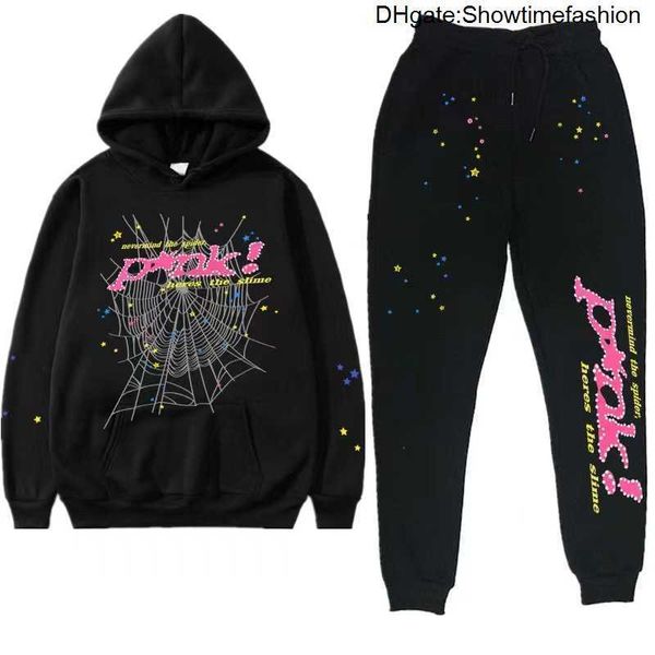 Heren Dames Hoodies Young Thug Hoge kwaliteit ontwerpers Hip Hop P*nk Web Puff Print Sp5der 555555 Hoodie Angel Spider Sweatshirts Trui van zware stof UQGM