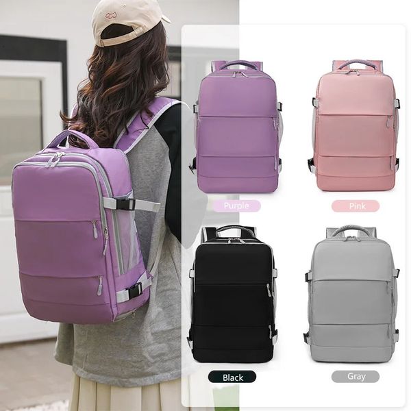Damen-Reiserucksack, wasserabweisender Tagesrucksack für Mädchen im Teenageralter, USB-Lade-Laptop-Schultasche mit Gepäckgurt, Schuhtasche XA337C 240112