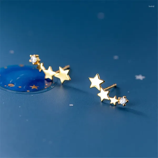 Серьги-гвоздики Glaxy Star Cluster, стерлинговое серебро 925 пробы, три звезды для женщин, бриллианты, ювелирные изделия из стерлингового серебра, крутой подарок