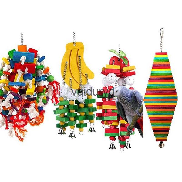 Outros suprimentos de pássaros Pássaro mastigando brinquedo papagaio gaiola mordida brinquedo suprimentos para animais de estimação cacatuas araras cinzentas africanas grande pássaro papagaio brinquedo blocos de madeiravaiduryd