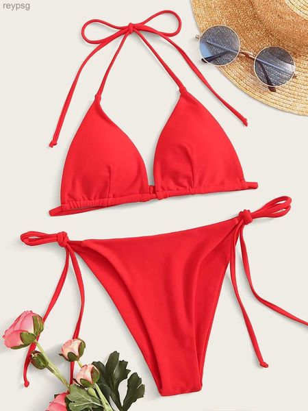 Costumi da bagno da donna di alta qualità bikini a due pezzi triangolo coppa capestro sexy estate Tether 2022 nuova spiaggia YQ240112