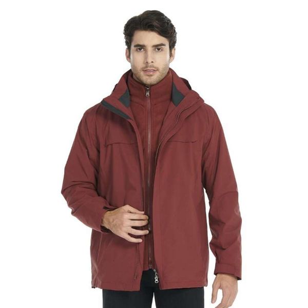 Einfarbige Outdoor-Sturmjacke, Drei-in-Eins-Fleece-Innenfutter für Herren und Damen, abnehmbares zweiteiliges Set