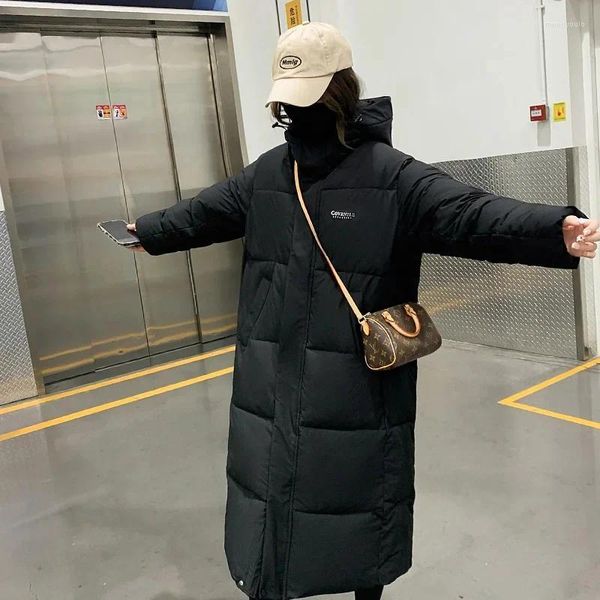 Trench da donna 2024 giacche invernali per piumino in cotone da donna oversize lungo con cappuccio imbottito S sciolto cappotto da neve di pane spesso