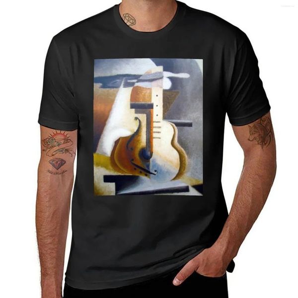 Polos masculinos Nikolay Diulgheroff Guitar Painting T-Shirt Animal Print Camisa para meninos T Man Mens