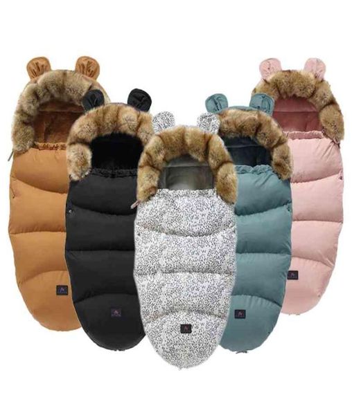 Winter Baby Kinderwagen Schlafsack Nette Ohr Schlafsack Für Kleinkinder Warm Dicken Plus samt Fußsack geboren Rollstuhl Umschläge 2108169800064