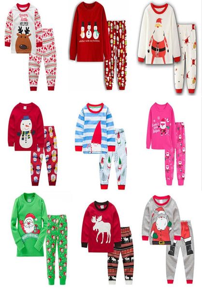 35 Stili Natale Pigiama per bambini Set Tuta Pigiama Completo 2 pezzi Abiti Babbo Natale Pigiama Completo Set Baby Cervo Stampato Casa Clot4038465