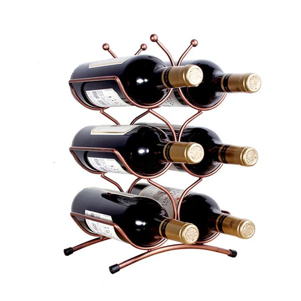 Estilo europeu 6 garrafa de vinho rack metal autônomo cozinha armazenamento suporte armário prateleira exibição barra vinho corrida 240111