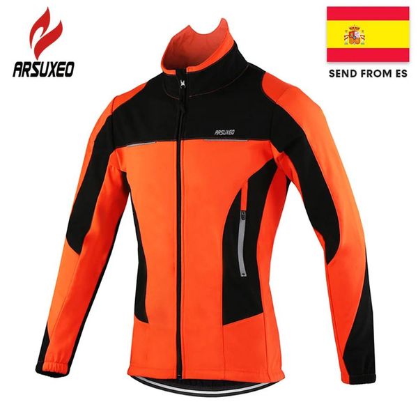 Комплекты Arsuxeo, флисовая термовелосипедная куртка, осенне-зимняя теплая велосипедная одежда, ветрозащитная ветровка, пальто, Mtb, велосипедные майки