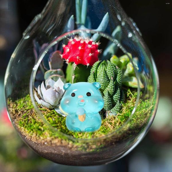 Decorazioni da giardino 10 pezzi ornamenti micro paesaggio accessori per animali dei cartoni animati piccolo maiale grasso luminoso desktop piccolo