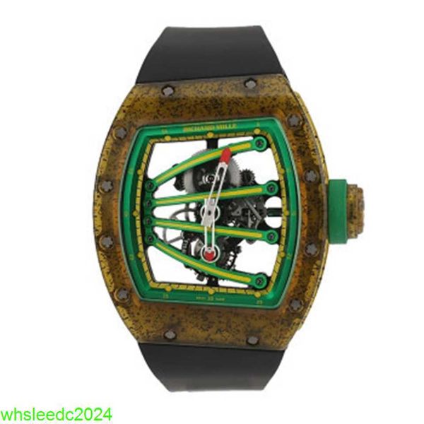 RichardMiler RM59-01 Relógios masculinos Flywheel Kiwifruit Carbon Nano Material Relógios HB 1B