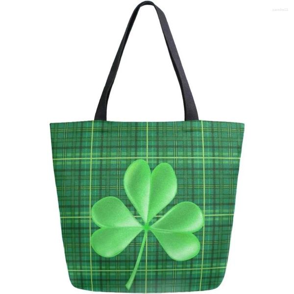 Einkaufstaschen, St. Patrick's Day, Einkaufstasche, Einkaufstasche, Schulterbuch, großes Kleeblatt, Kleeblatt, Handtasche, wiederverwendbar, vielseitig einsetzbar