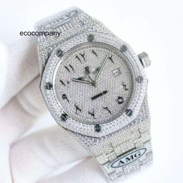 Aps Damen-Luxusuhr mit Diamantkruste, Designer-Volldiamantuhr, Ice Out-Herrenuhr, AP-Herrenuhr 4NBI, automatisches mechanisches Uhrwerk, Krone, kaputt, Montre Royal Re H