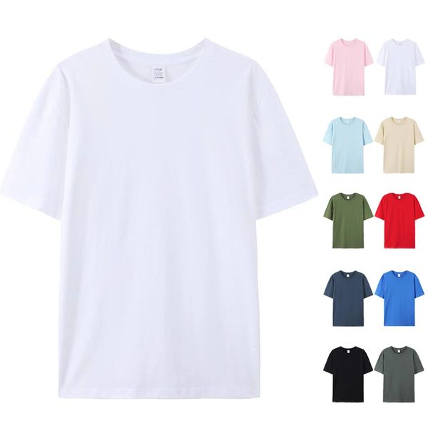 Simples 100% algodão t camisa masculina de alta qualidade por atacado manga curta camisetas unisex tripulação pescoço tshirt para homem playeras de hombre 240112