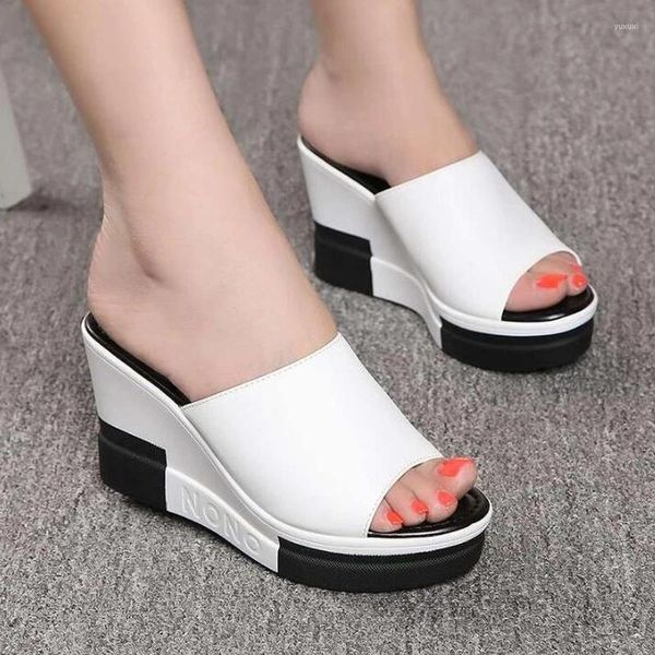 Hausschuhe 2024 Mode Flip-Flops Frauen Schuhe Plattform Sommer Offene spitze Keile Sandalen Damen Plus Größe 35-40