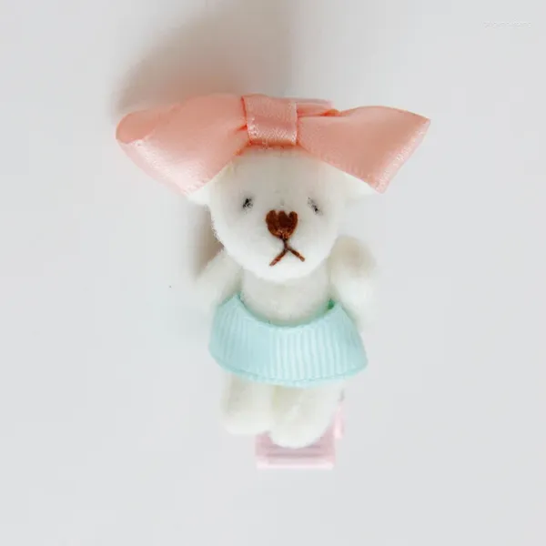 Acessórios de cabelo boutique 12pcs moda bonito tecido bowknot urso hairpins kawaii sólido animal clipes princesa headwear