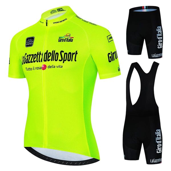 Conjuntos luminosos amarelo tour de italia d'italia camisa de ciclismo conjunto verão roupas ciclismo mtb bicicleta roupas uniforme maillot ropa ciclismo