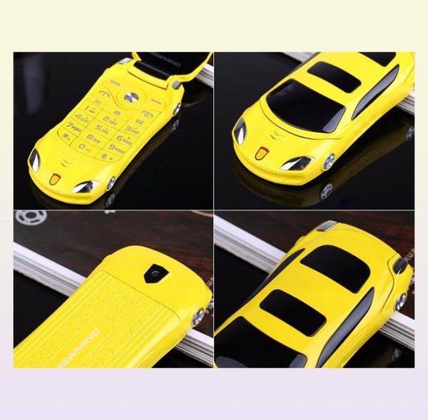 Newmind F15 177quot Flip Car Shaped Mini Celular Dual SIM Card LED Luz Rádio FM Bluetooth LED 1500mAh Celular phones4037621