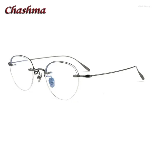 Güneş gözlüğü çerçeveleri Chashma erkekler kenarsız gözlükler saf titanyum reçeteli lens kadınlar yuvarlak çerçevesiz optik gafas graduadas süper kalite