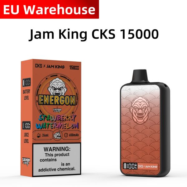 Jam King CKS Energon 15000 vapers 24ml Pré-preenchido 10000 puff vape a granel E-líquido descartável e cigarro LED tela LED sabor de suco USB-C vs tornado aleatório