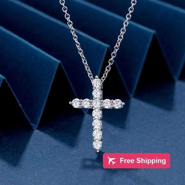 Anhänger Halsketten Sterling Silber Diamant Kreuz Anhänger Kreative Einfache Licht Luxus Nische Schlüsselbein Halskette GF53